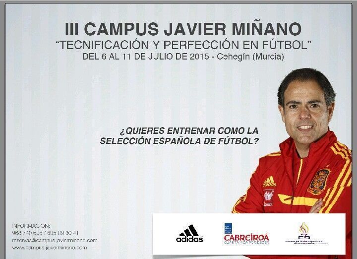 La tercera edición del Campus de Fútbol Javier Miñano se celebrará en Cehegín del 6 al 11 de julio