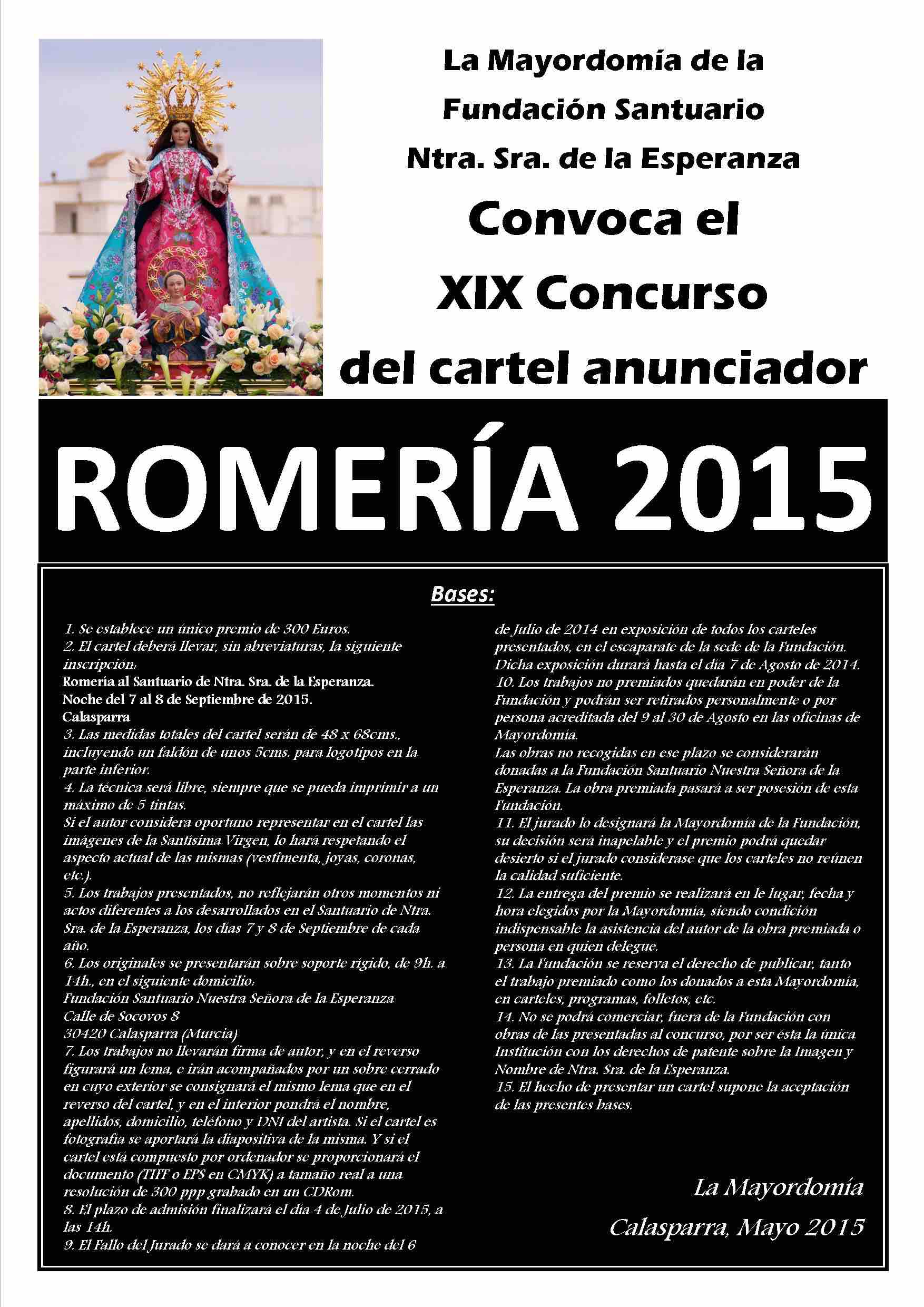 XIX Concurso de Carteles para la Romería 2015 al Santuario de la Esperanza
