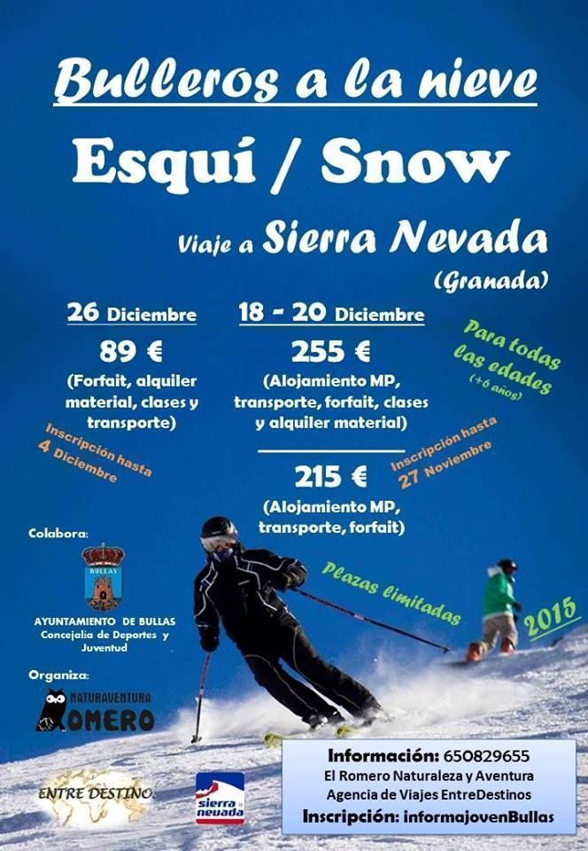 Juventud en Bullas organiza viajes a la nieve para practicar el esquí o snow