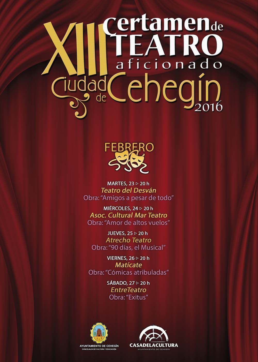 El XIII Certamen de Teatro Aficionado ‘Ciudad de Cehegín’ comienza el lunes con la obra ‘Amigos a pesar de todo’