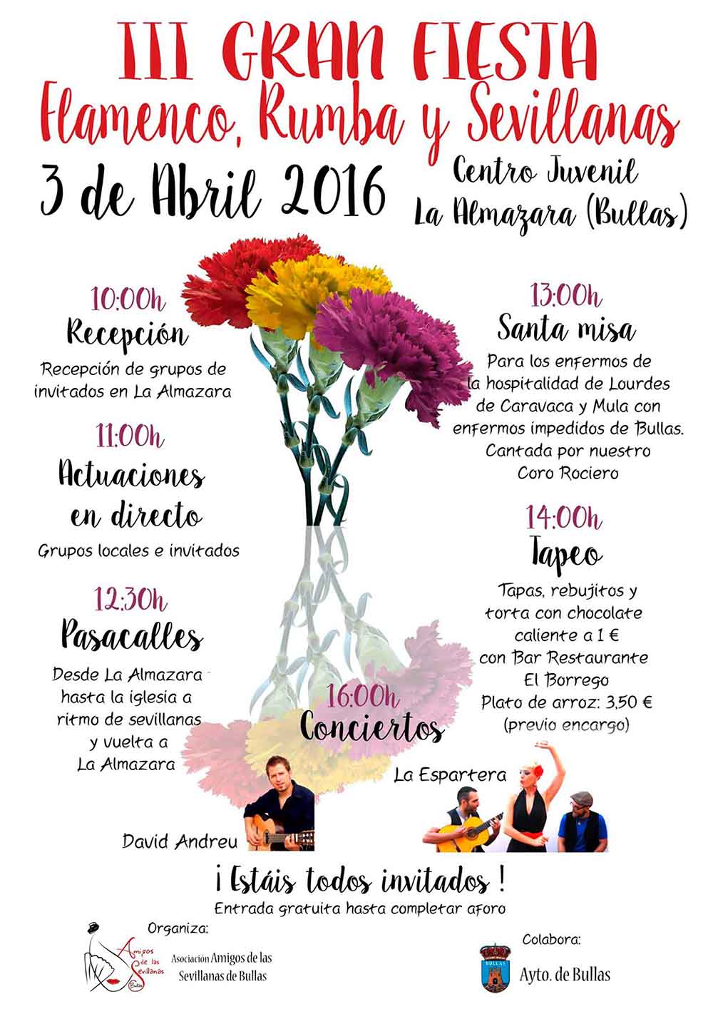 La III Gran Fiesta Flamenca, Rumba y Sevillanas se celebre en Bullas el 3 de abril