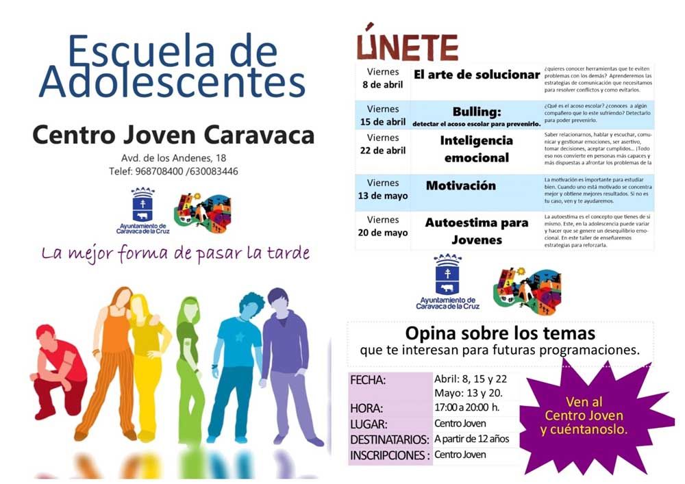 Juventud Caravaca propone nuevos talleres dentro de la ‘Escuela de Adolescentes’