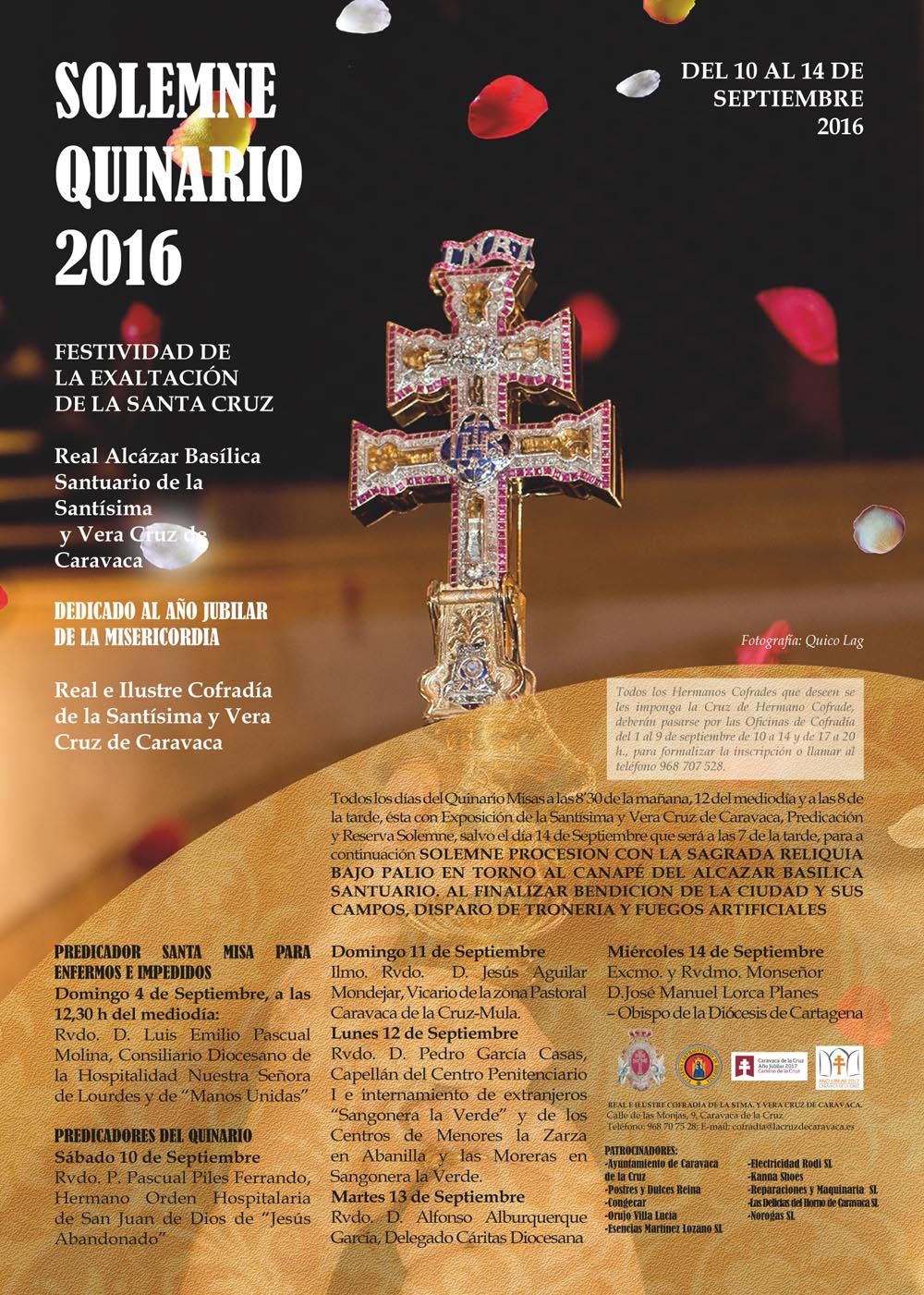 El Año Jubilar de la Misericordia tiene presencia en el Solemne Quinario de Exaltación de la Santísima y Vera Cruz de Caravaca 2016