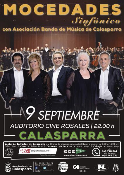 Mocedades actúa en la Feria de Septiembre en su 45º aniversario en compañía de la Asociación Banda de Música de Calasparra 