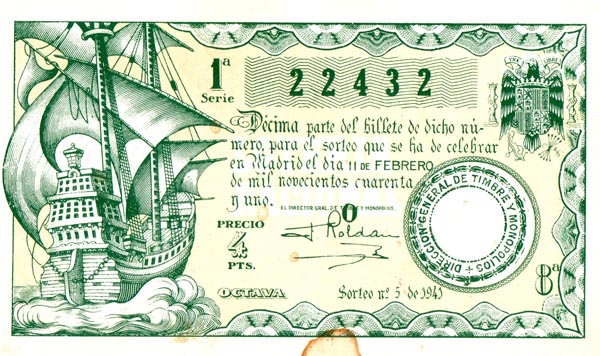 Billete de lotería de 1941