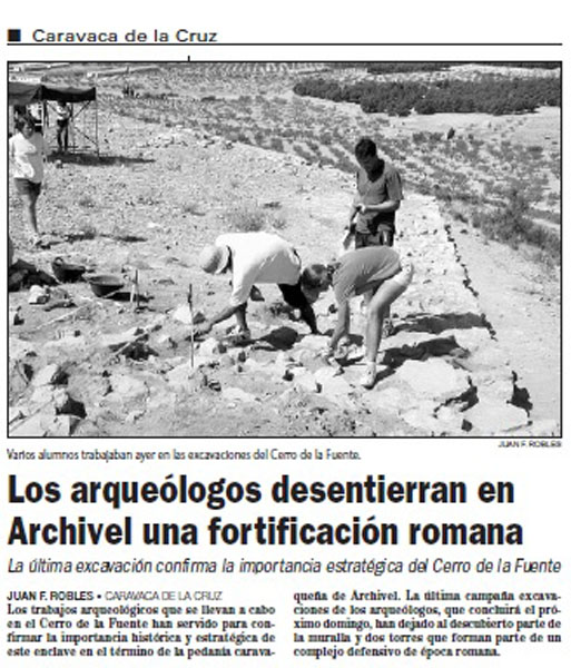 Trabajos en El Cerro de las Fuentes (La Verdad, 27 julio 2001)