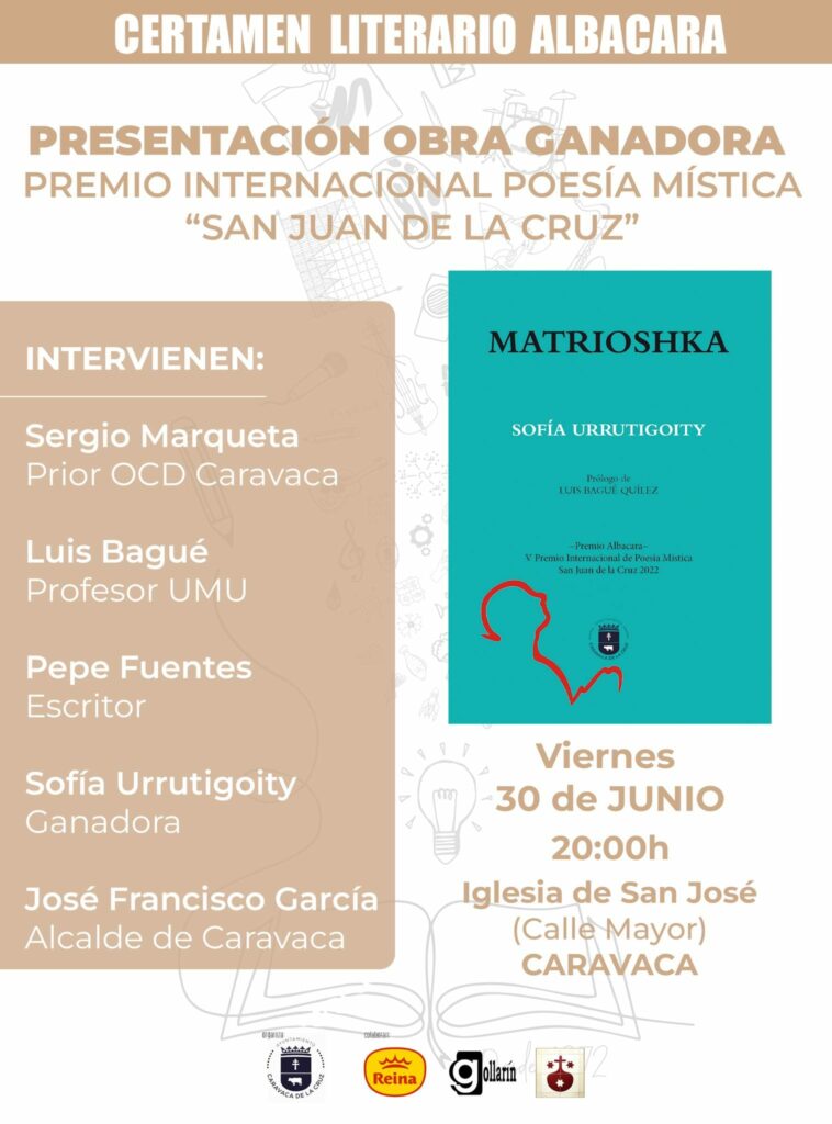 Sofía Urrutigoity, ganadora del Premio de Poesía Mística del certamen Albacara: "La experiencia poética es intrínseca a lo sagrado"