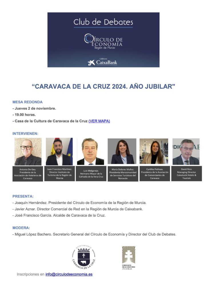 El Círculo de Economía organiza en Caravaca una mesa redonda sobre el Año Jubilar 2024