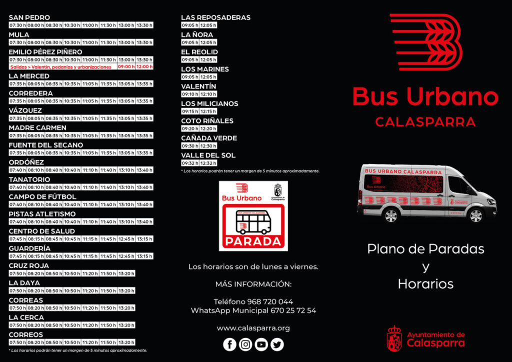 Mejoras en el servicio de BUS URBANO de Calasparra con nuevas señales y dos nuevas paradas