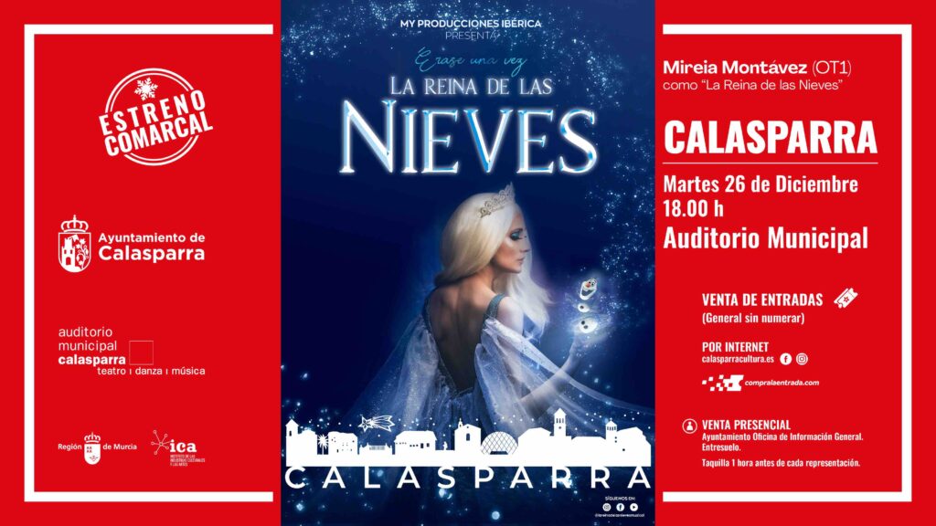 El musical “La Reina de las Nieves” llega a Calasparra con la cantante y actriz Mireia Montávez 