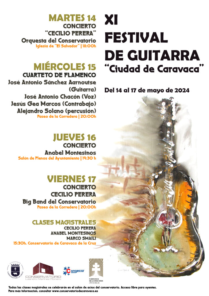 El XI Festival de Guitarra 'Ciudad de Caravaca' se celebra del 14 al 17 de mayo con cinco conciertos 