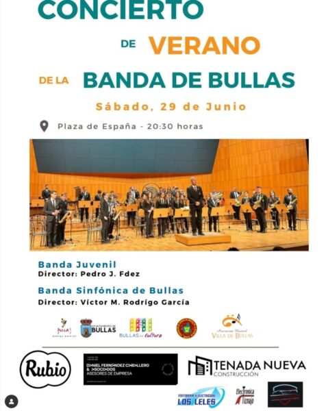 Concierto de verano con la Banda Villa de Bullas este 29 de junio